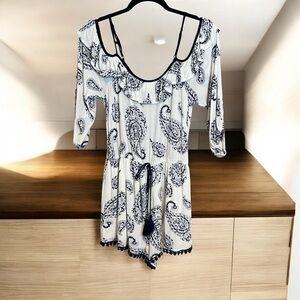 Band of Gypsies Navy and White Ruffled Romper